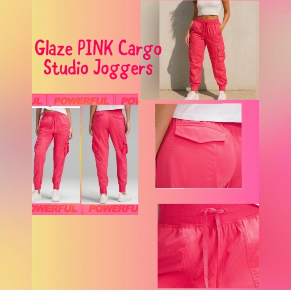 Brand New NWT Lululemon Dance Studio Hot Pink Cargo Jogger Pants Large L 12 14